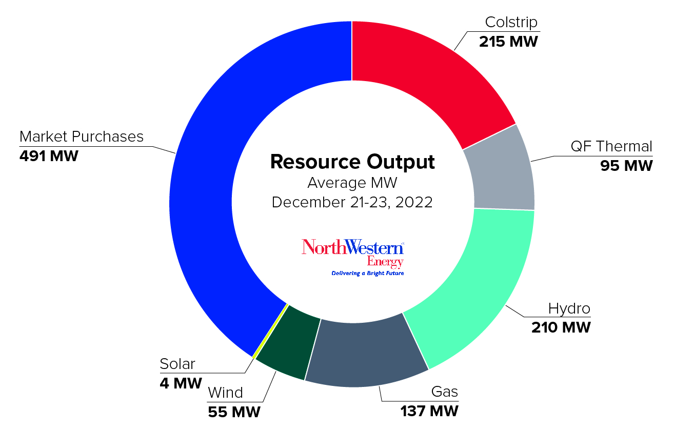 pie chart showing the resource output from Dec 21-23, 2022.